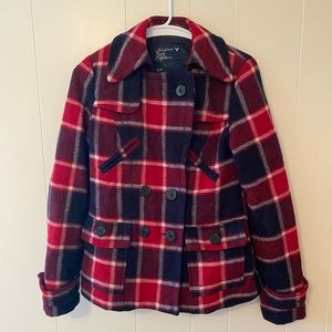 Plaid Wool Button Down Jacket